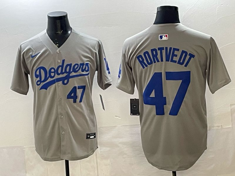 Men 2026 Nike Los Angeles Dodgers #47 Rortvedt Grey Game MLB Jersey 012->los angeles dodgers->MLB Jersey